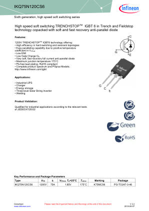 IKQ75N120CS6 数据手册首页