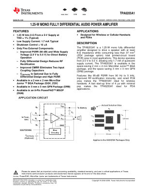 TPA6203A1 datasheet cover page