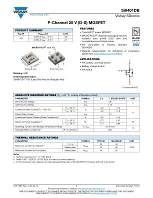 SI8401DB 数据手册首页