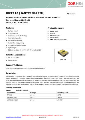 IRFE110 datasheet cover page
