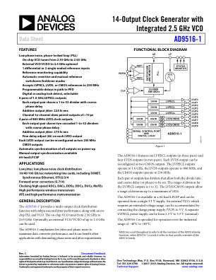 AD9516-1 数据手册首页