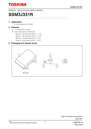 SSM3J331R datasheet cover page