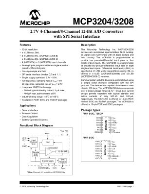 MCP3204-3208 数据手册首页
