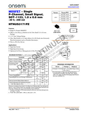 NTNUS3171PZ 数据手册首页