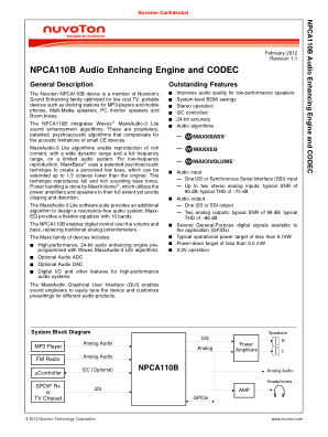 NPCA110B 数据手册首页