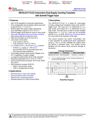 SN74LXC1T14-Q1 数据手册首页
