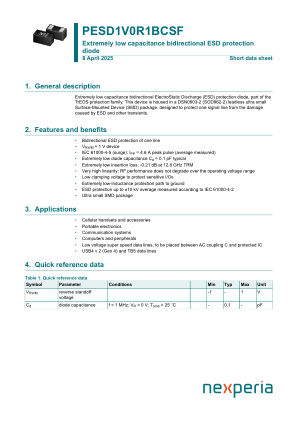 PESD1V0R1BCSFYL datasheet cover page