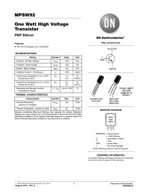 MPSW92 datasheet cover page