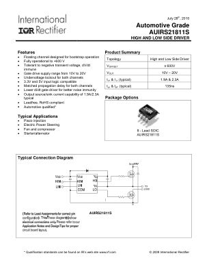 AUIRS21811S datasheet cover page