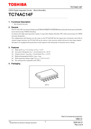 TC74AC14F datasheet cover page