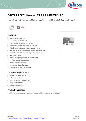 TLS850F3TUV50 datasheet cover page
