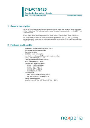 74LVC1G125GF datasheet cover page