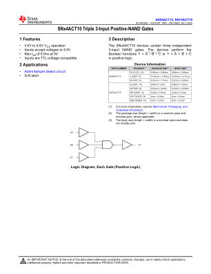 SN74ACT10 datasheet cover page
