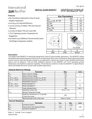 IRFB5620 datasheet cover page