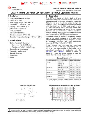 OPA4316 datasheet cover page