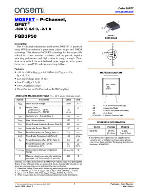 FQD3P50TM 数据手册首页