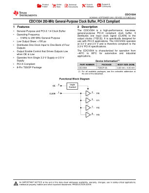 CDCV304 datasheet cover page