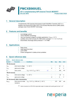 PMCXB900UEL datasheet cover page
