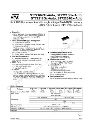 ST72215G2-AUTO datasheet cover page