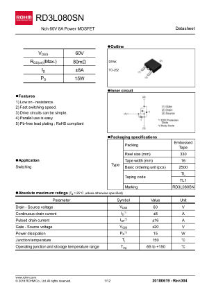 RD3L080SN 数据手册首页