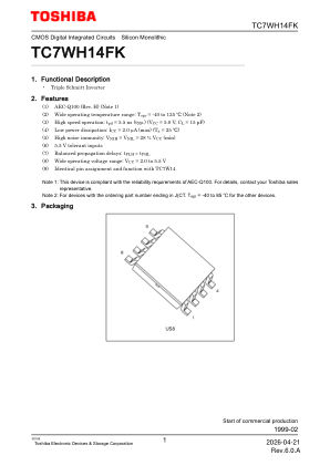 TC7WH14FK 数据手册首页