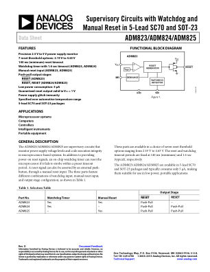 ADM823 数据手册首页