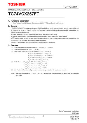 TC74VCX257FT datasheet cover page