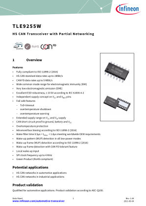 TLE9255W datasheet cover page