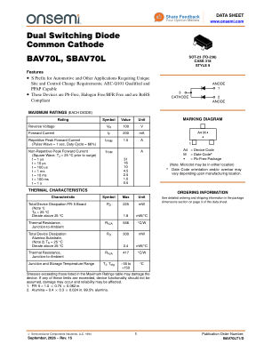 BAV70LT1 数据手册首页