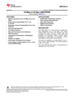 ONET4201LD datasheet cover page