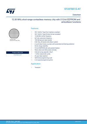 ST25TB512-AT datasheet cover page