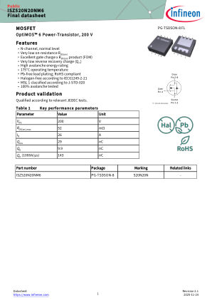 ISZ520N20NM6 datasheet cover page