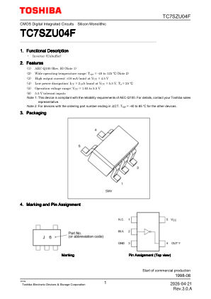 TC7SZU04F 数据手册首页
