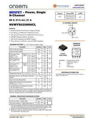 NVMYS025N06CL 数据手册首页