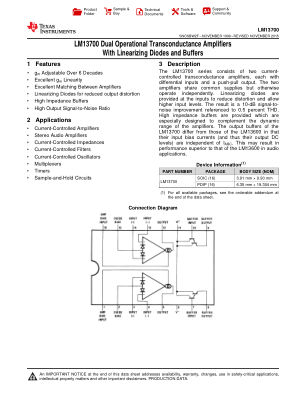 LM13700 数据手册首页