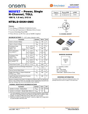 NTBLS1D5N10MC 数据手册首页