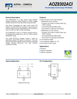 AOZ8302ACI-05 datasheet cover page
