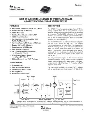 DAC8541 datasheet cover page