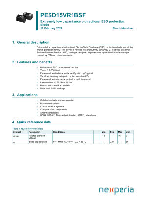 PESD15VR1BSFYL datasheet cover page