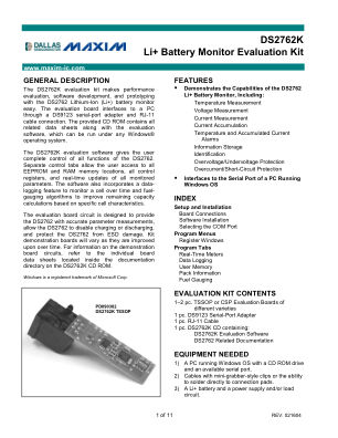 DS2762K datasheet cover page