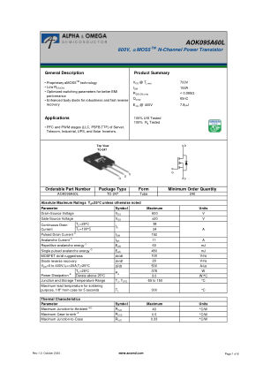 AOK095A60L datasheet cover page