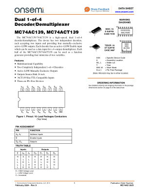 MC74AC139 数据手册首页