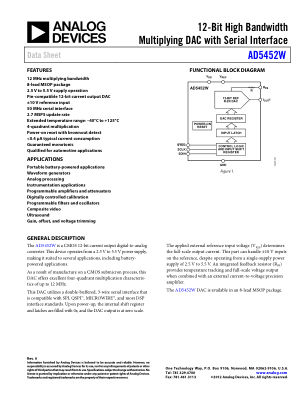 AD5452W datasheet cover page
