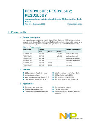 PESD5V0L5UV datasheet cover page