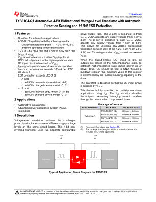 TXB0104-Q1 数据手册首页