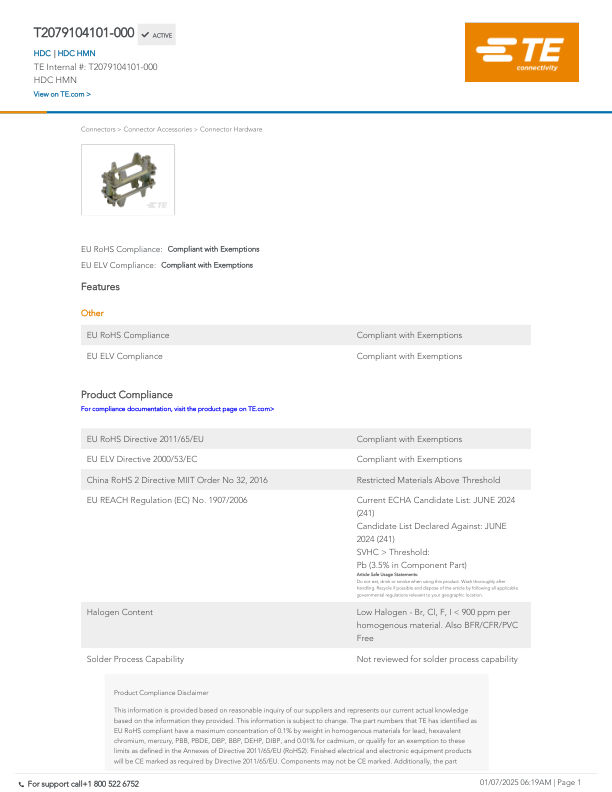 T2079104101-000 datasheet cover page