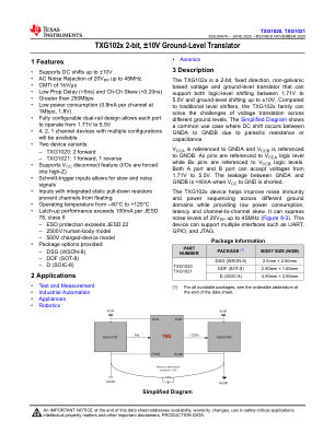 TXG1021 datasheet cover page