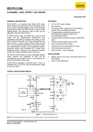 IS31FL3196-QFLS2-TR datasheet cover page