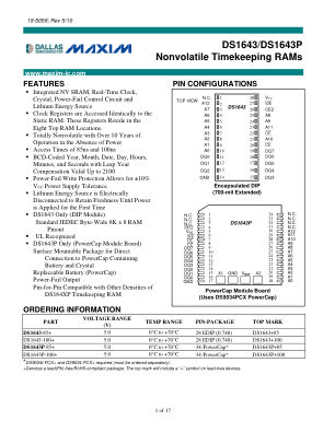 DS1643-DS1643P datasheet cover page