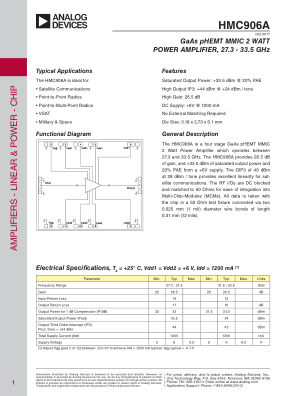 HMC906ACHIPS 数据手册首页